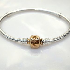 Genuine Pandora sterling silver bracelet 14k gold
